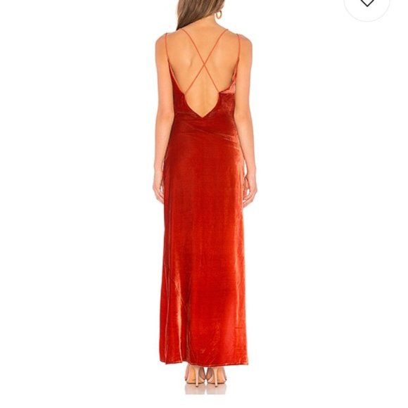 For Love & Lemons Nadine Velvet Maxi Dress in Rust, NWT! - Picture 4 of 14